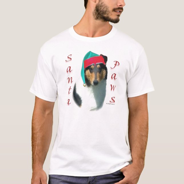 Camiseta Collie (Papais noeis lisos) Paws (Frente)