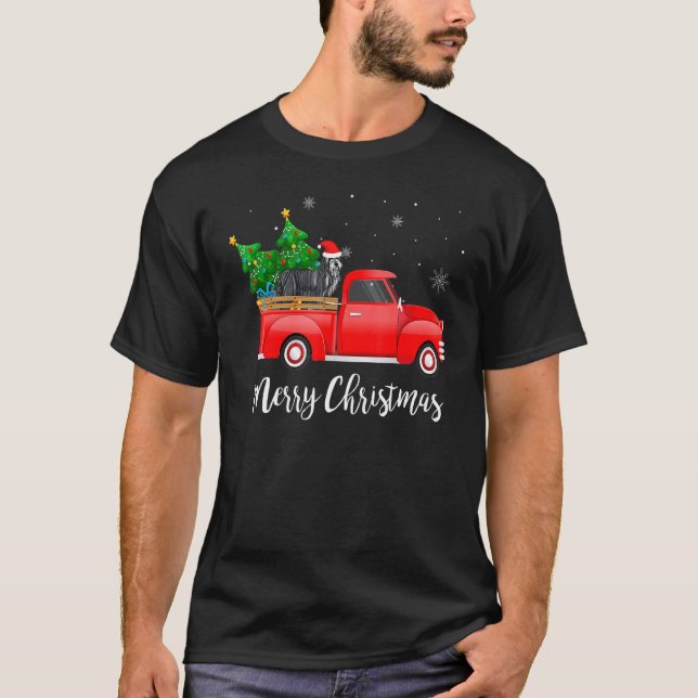 Camiseta Collie Red Truck Árvore de Natal (Frente)
