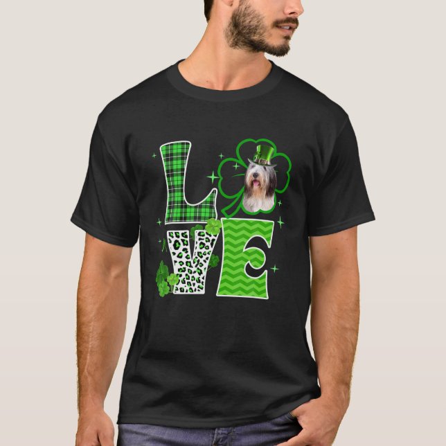 Camiseta Collie Shamrock Lucky Clover Irish Rua Patch (Frente)