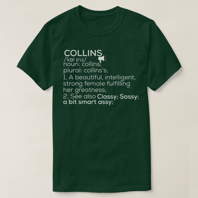 Camiseta Collins Definição Collins Female Nam (Frente do Design)