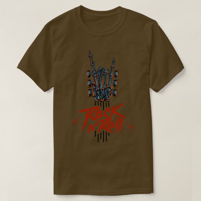Camiseta Colo De Violão Skeleton Rock E Guitarra (Frente do Design)