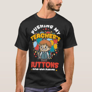 Camiseta Colocando Botões De Professores 100 Dias Na Escola