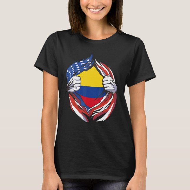 Camiseta Colômbia: Bandeira Americana Orgulhosa Do Meu Heró (Frente)