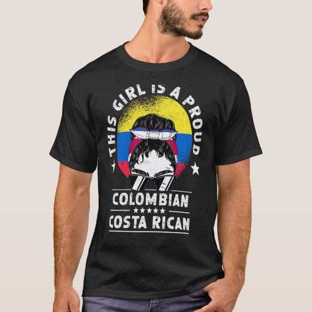 Camiseta Colômbia Bandeira Costa Rica Menina Cidadã (Frente)