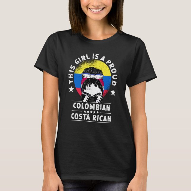 Camiseta Colômbia Bandeira Costa Rica Menina Cidadã (Frente)