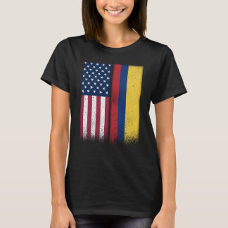Camiseta Colombia Colombian American Flags Proud USA Colomb