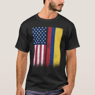 Camiseta Colombia Colombian American Flags Proud USA Colomb