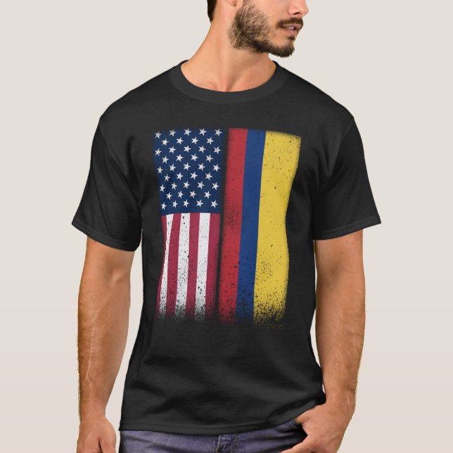 Camiseta Colombia Colombian American Flags Proud USA Colomb (Frente)