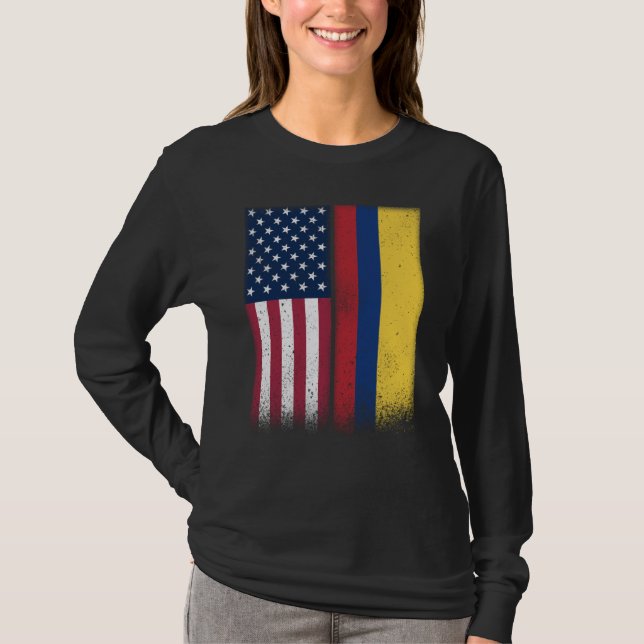 Camiseta Colombia Colombian American Flags Proud USA Colomb (Frente)