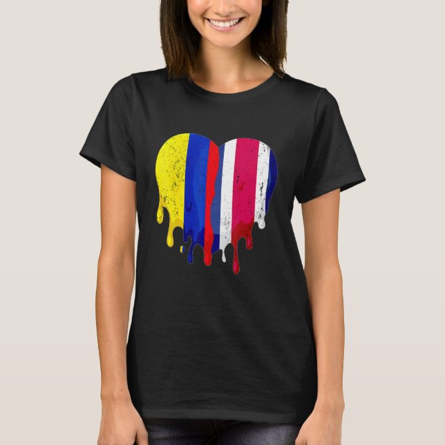 Camiseta Colombia Costa Rica Flag Heart Citizen Grown Patri (Frente)
