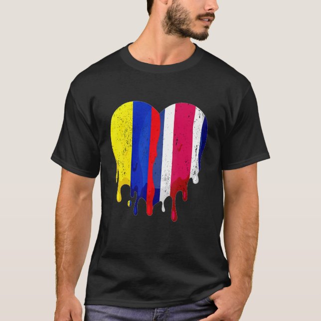 Camiseta Colombia Costa Rica Flag Heart Citizen Grown Patri (Frente)