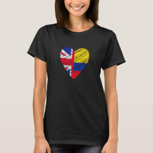 Camiseta Colômbia Excelente Grã-Bretanha Heart Uk Flag Colo