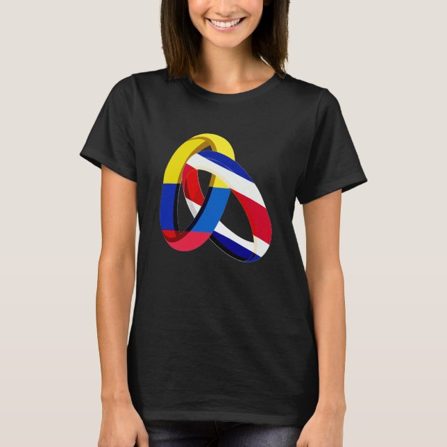Camiseta Colombia Flag Costa Rica Grown Ring Marriage Weddi (Frente)