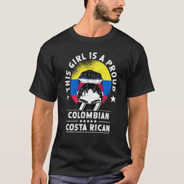 Camiseta Colombia Flag Costa Rica Grown Women Girl Citizen  (Frente)