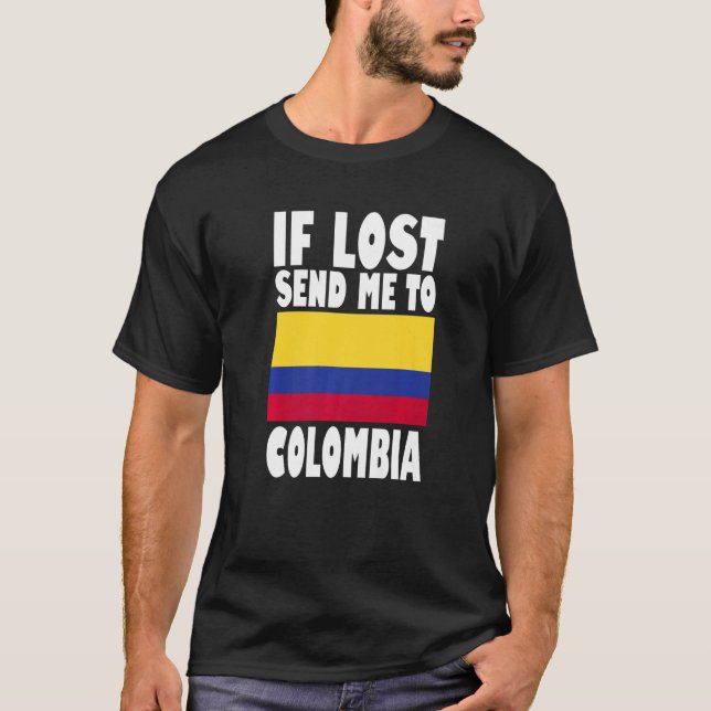 Camiseta Colômbia Flag Design Se perdido me mande para a Co (Frente)