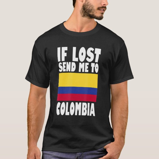 Camiseta Colômbia Flag Design Se perdido me mande para a Co (Frente)