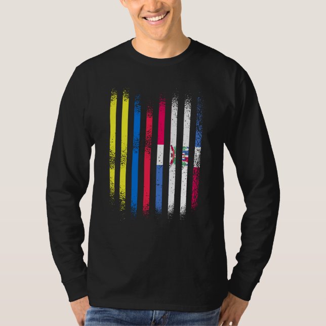 Camiseta Colombia Flag Dominican Grown Country Flags Stripe (Frente)