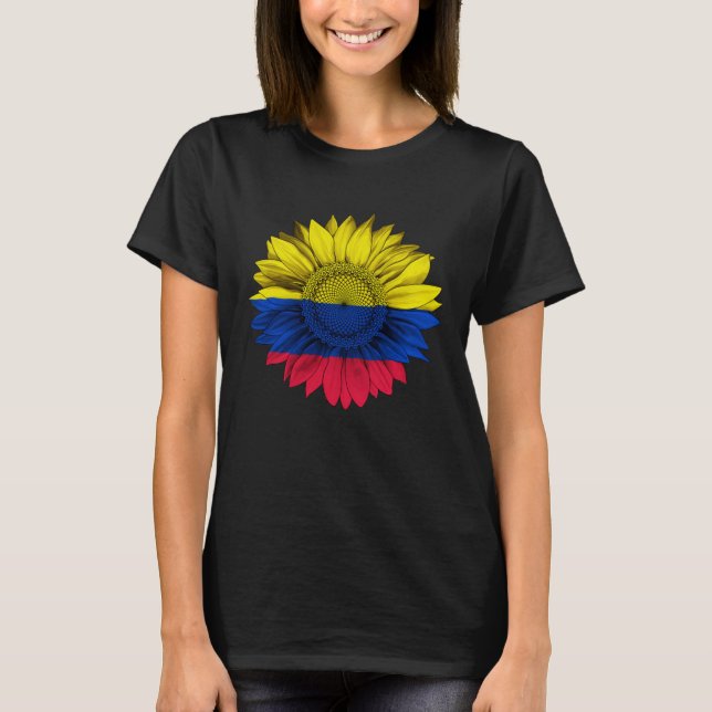 Camiseta Colombia Flag Sunflower Colombian Roots Proud Patr (Frente)