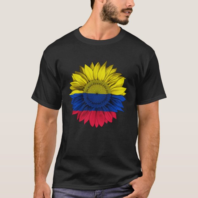 Camiseta Colombia Flag Sunflower Colombian Roots Proud Patr (Frente)