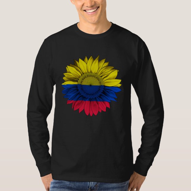 Camiseta Colombia Flag Sunflower Colombian Roots Proud Patr (Frente)