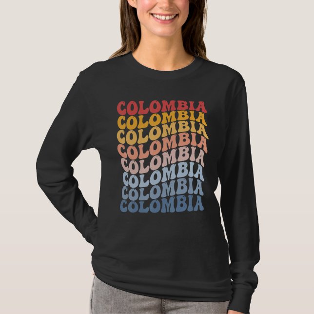 Camiseta Colombia Groovy Retro Colombian (Frente)