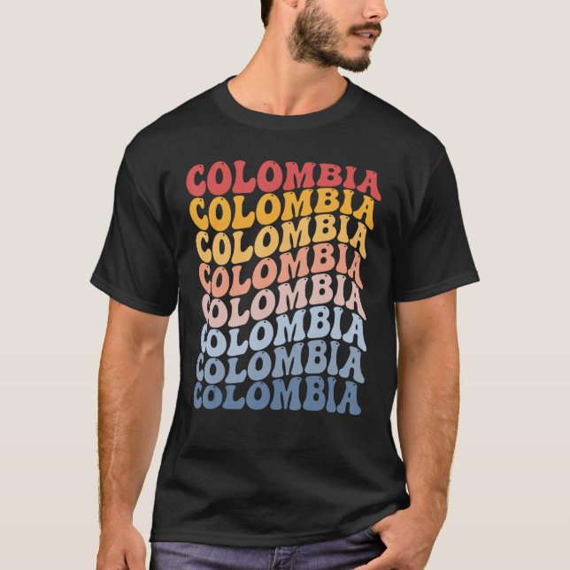 Camiseta Colombia Groovy Retro Colombian (Frente)