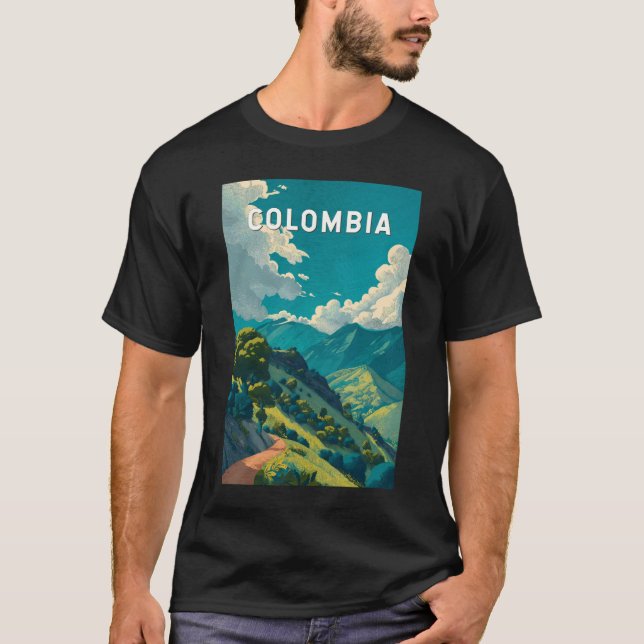 Camiseta Colombia Illustration Travel Art Vintage (Frente)