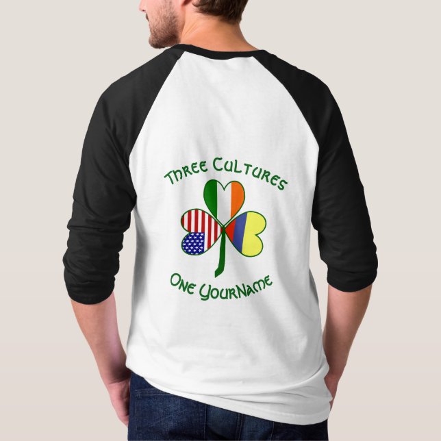 Camiseta Colombia Ireland USA Shamrock Flag Personalizado (Verso)