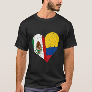 Camiseta Colômbia México Coração Alarmado Colombiano Mexica