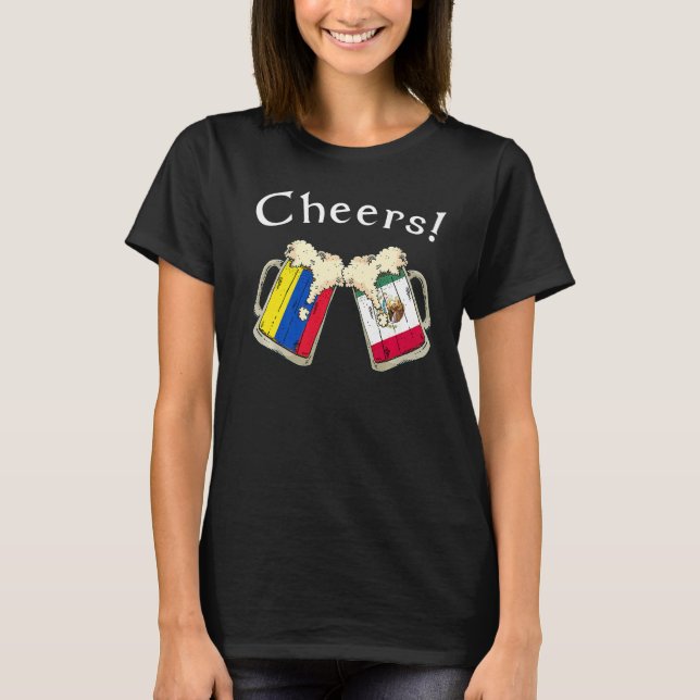 Camiseta Colombia Mexico Flag Cheers Beer Grown Patriot Cou (Frente)