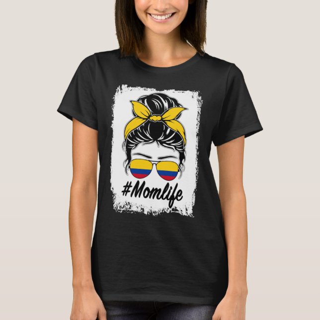 Camiseta Colômbia Sinalizador Colombiana Mãe Mensagem Bun M (Frente)
