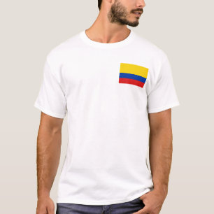 Camiseta Colômbia Sinalizador e Mapa de T-Shirt