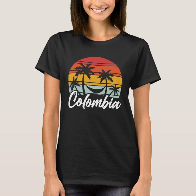 Camiseta Colombia Vintage Vacation Beach Ocean Summer Colom (Frente)