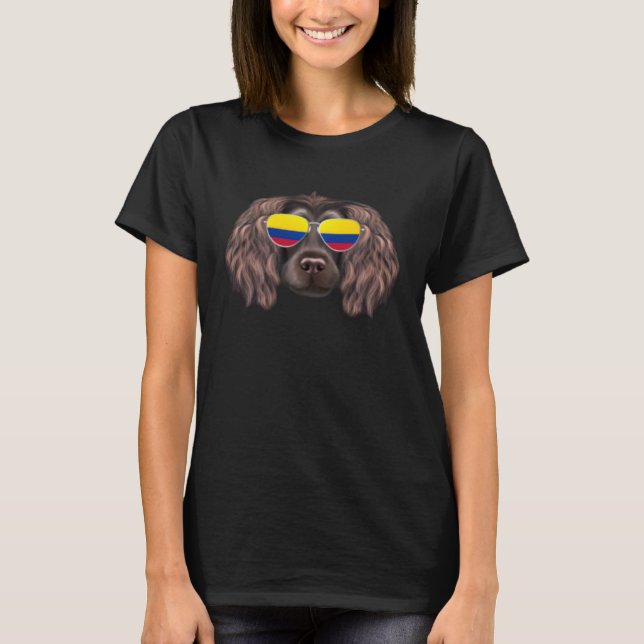 Camiseta Colombian Flag Boykin Spaniel Dog Colombia Pocket (Frente)