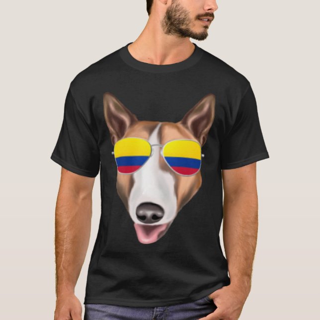 Camiseta Colombian Flag Bull Terrier Dog Colombia Pocket (Frente)