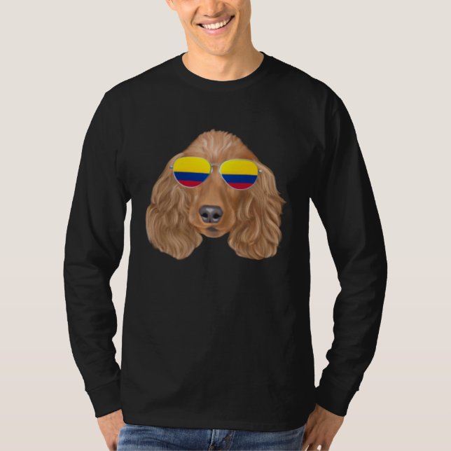 Camiseta Colombian Flag Cocker Spaniel Dog Colombia Pocket (Frente)
