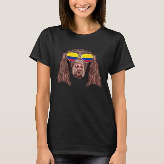 Camiseta Colombian Flag Field Spaniel Dog Colombia Pocket (Frente)
