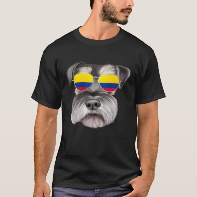 Camiseta Colombian Flag Miniature Schnauzer Dog Colombia Po (Frente)