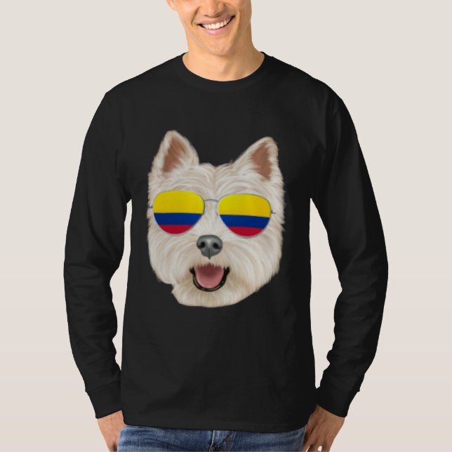 Camiseta Colombian Flag West Highland White Terrier Dog Poc (Frente)