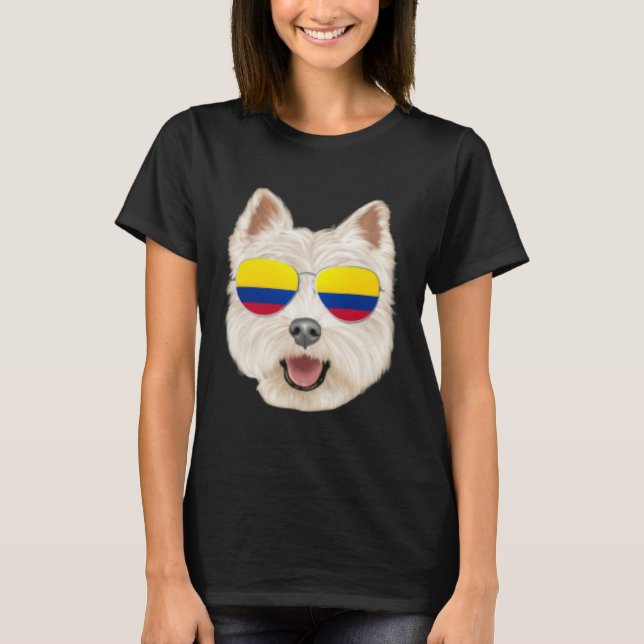 Camiseta Colombian Flag West Highland White Terrier Dog Poc (Frente)