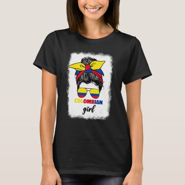 Camiseta Colombiana Colombia Flag Cute Colombian Girl For W (Frente)