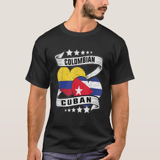 Camiseta Colombiano cubano para crianças metade colombiana  (Frente)
