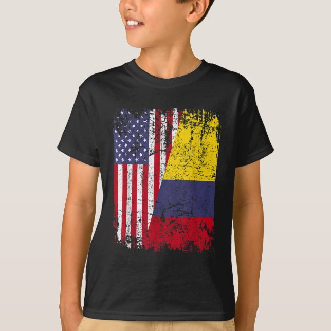 Camiseta COLOMBIANO ROOTS Half American Flag COLOMBIA (Frente)
