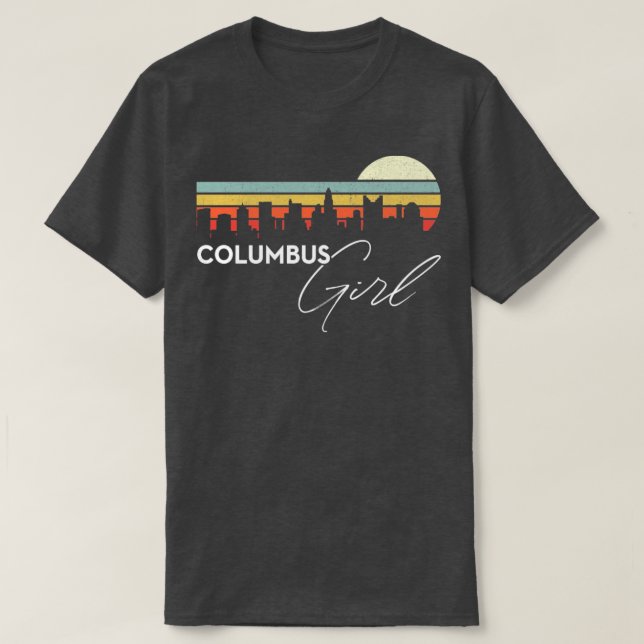 Camiseta Colombo Girl Retro Sunset City Skyline Souvenir (Frente do Design)