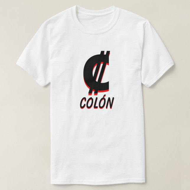 Camiseta ₡ colón branco (Frente do Design)