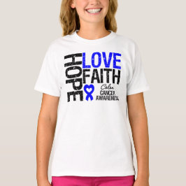 Camiseta Colon Cancer Hope Love Faith