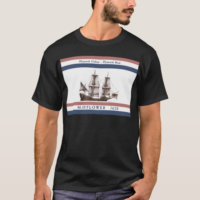 Camiseta colônia de Plymouth de 10 mayflower (Frente)