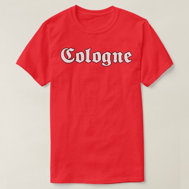 Camiseta Colônia Kln escrita com fonte gótica (Frente do Design)
