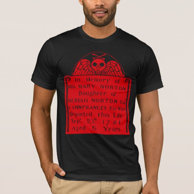 Camiseta Colonial Americana Tombstone Skull Angel Bones (Frente)