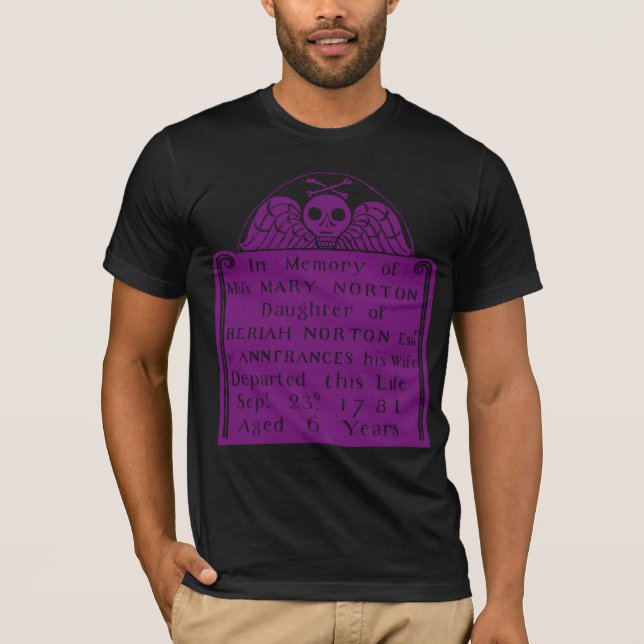 Camiseta Colonial Americana Tombstone Skull Angel Bones (Frente)